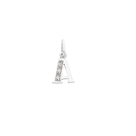 Ciondolo in oro bianco 750/ooo e zirconia cubica con iniziale
