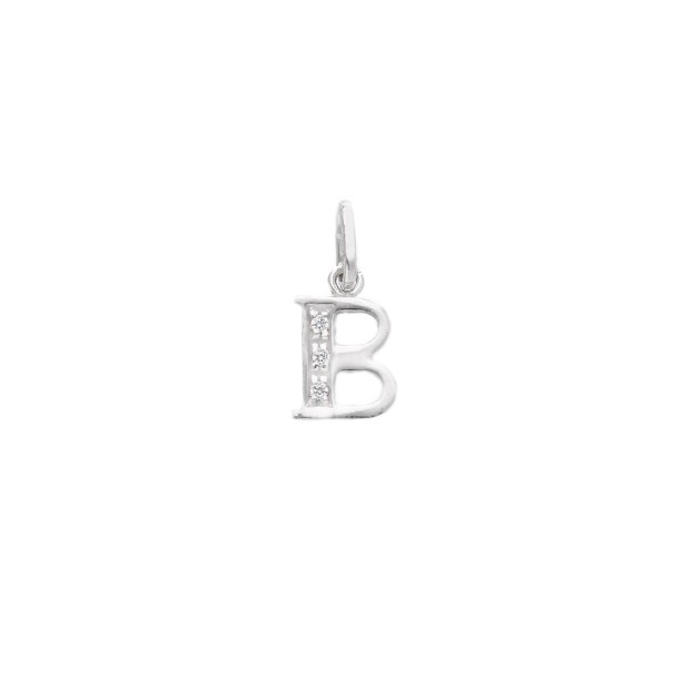 Ciondolo in oro bianco 750/ooo e zirconia cubica con iniziale