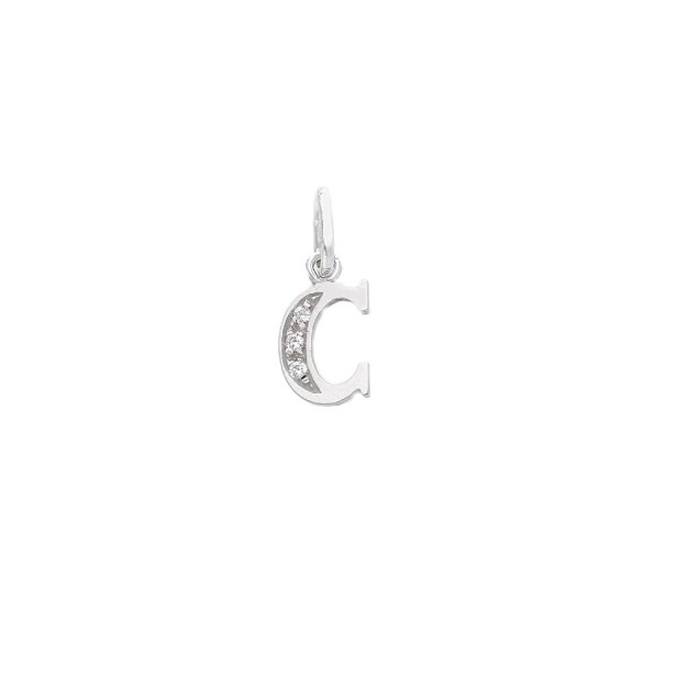 Ciondolo in oro bianco 750/ooo e zirconia cubica con iniziale