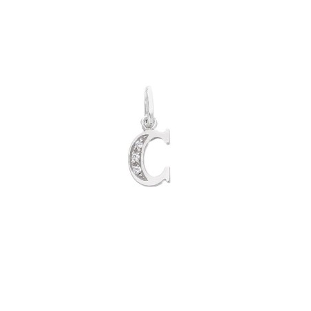 Ciondolo in oro bianco 750/ooo e zirconia cubica con iniziale