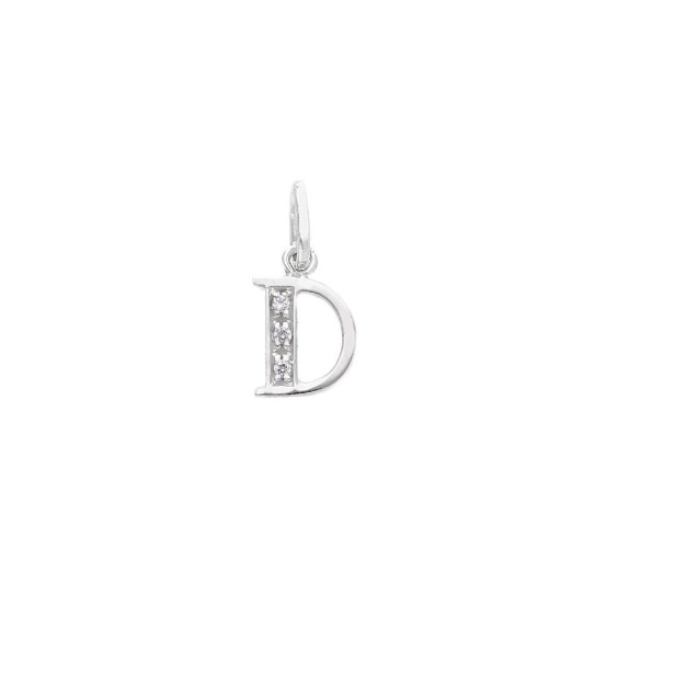 Ciondolo in oro bianco 750/ooo e zirconia cubica con iniziale