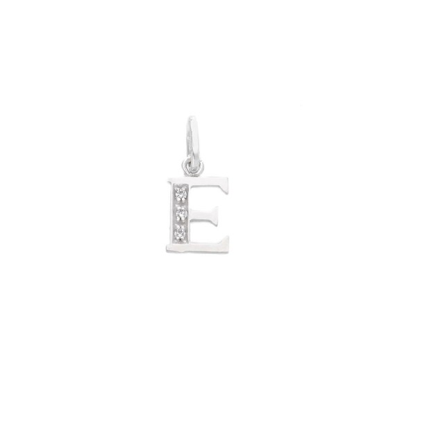 Ciondolo in oro bianco 750/ooo e zirconia cubica con iniziale