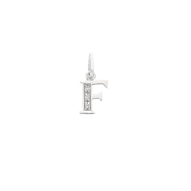 Ciondolo in oro bianco 750/ooo e zirconia cubica con iniziale