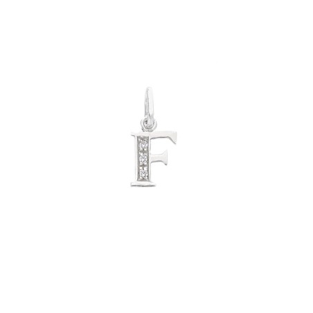Ciondolo in oro bianco 750/ooo e zirconia cubica con iniziale