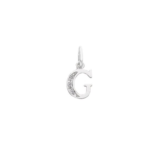 Ciondolo in oro bianco 750/ooo e zirconia cubica con iniziale