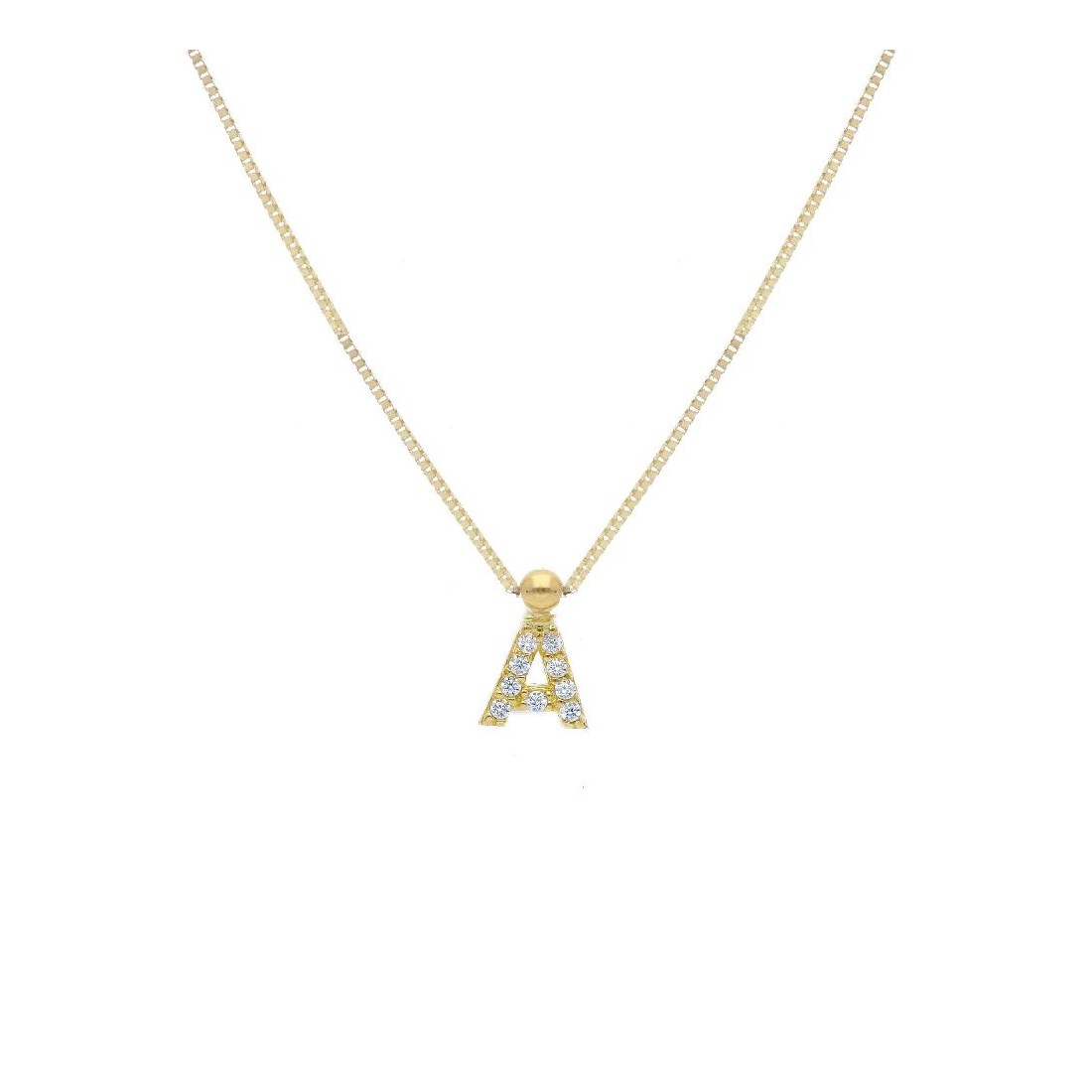 Girocollo in oro giallo 375/ooo e zirconia cubica con iniziale