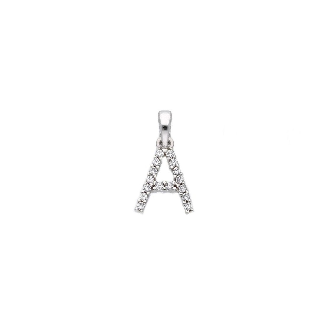Ciondolo in oro bianco 750/ooo e zirconia cubica con iniziale