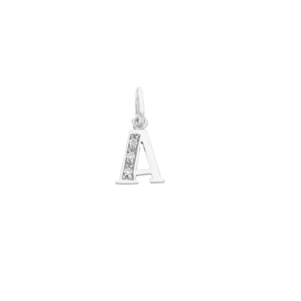 Ciondolo in oro bianco 750/ooo e zirconia cubica con iniziale