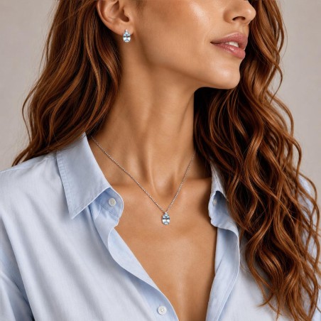 Girocollo in oro bianco 750/°°° diamante e acquamarina