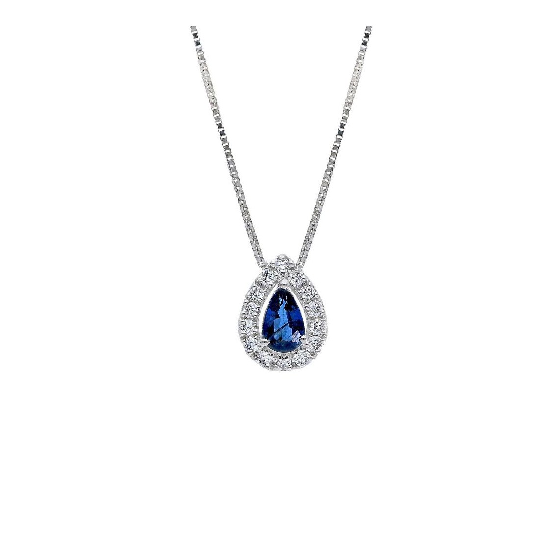 Girocollo in oro bianco 750/°°° diamante e zaffiro