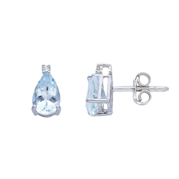 Orecchini lobo in oro bianco 750/°°° diamante e acquamarina