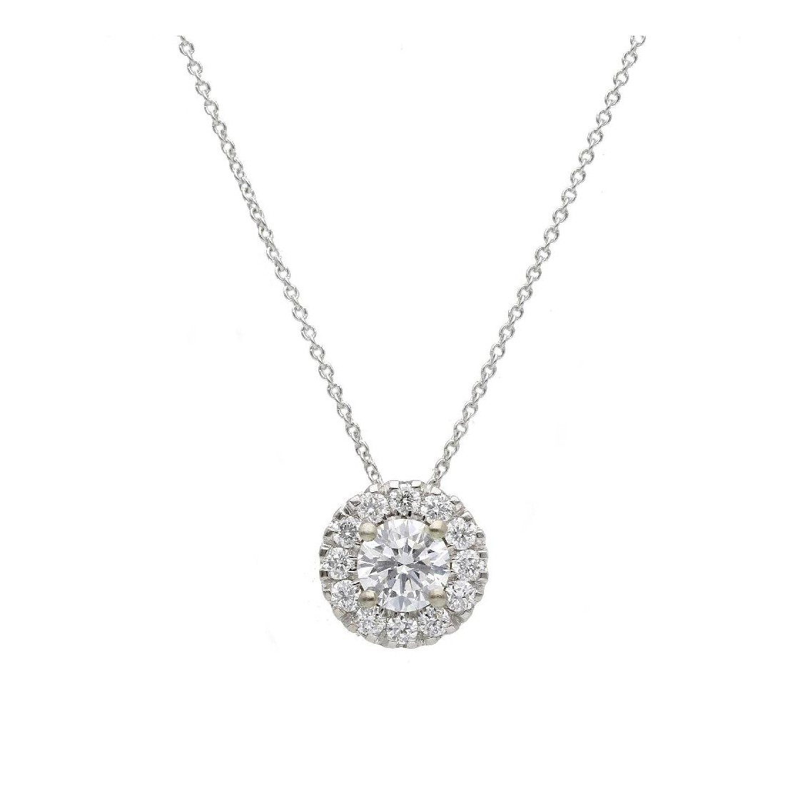Girocollo in oro bianco 375/°°° con diamante lab-grown