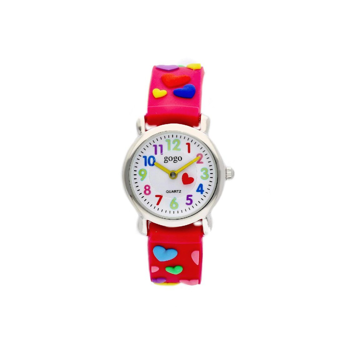 Orologio in acciaio e gomma con cuori