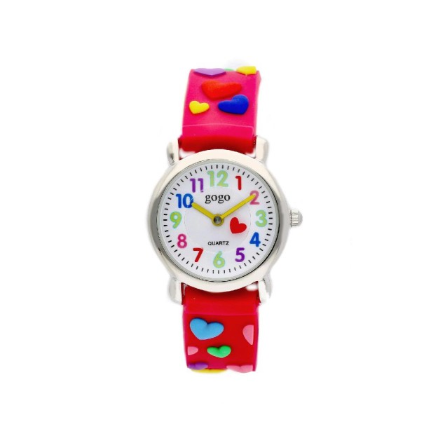 Orologio in acciaio e gomma con cuori