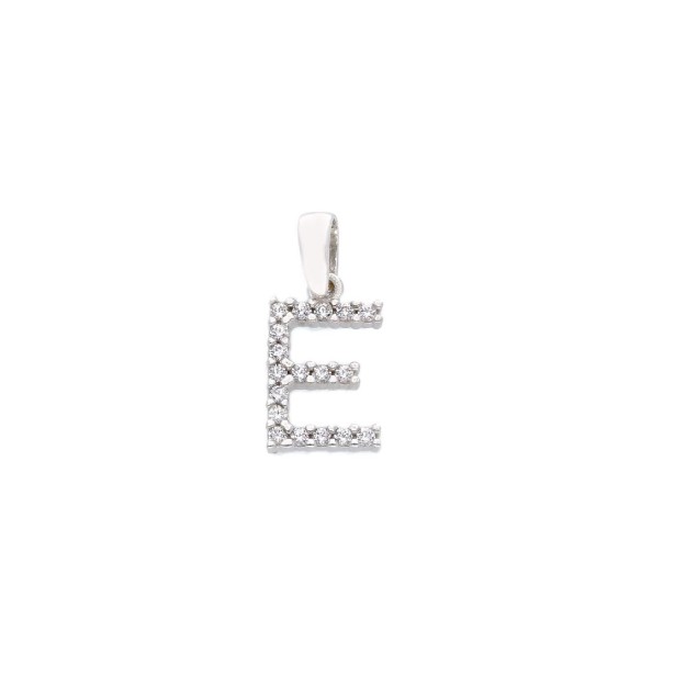 Ciondolo in oro bianco 750/ooo e zirconia cubica con iniziale