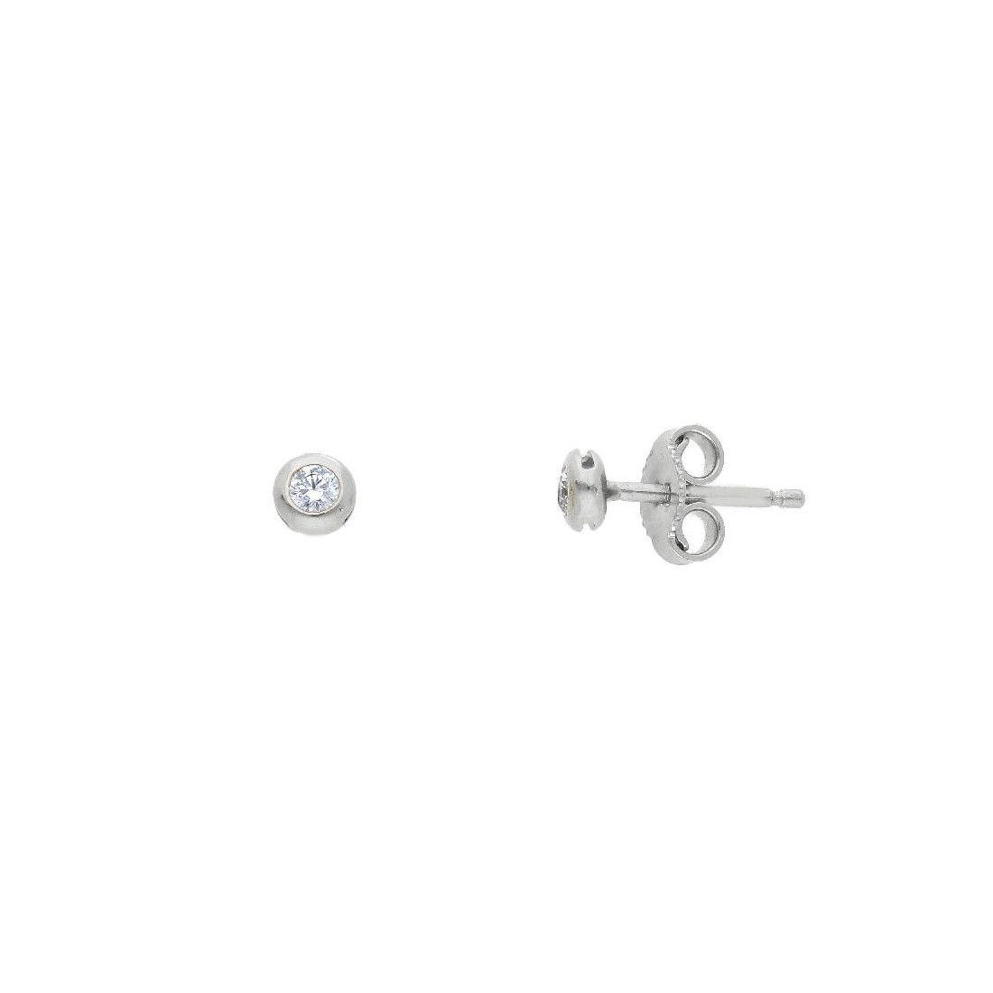 Orecchini punto luce in oro bianco 750/ooo e zirconia cubica