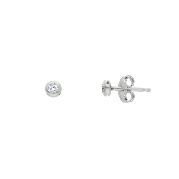 Orecchini punto luce in oro bianco 750/ooo e zirconia cubica