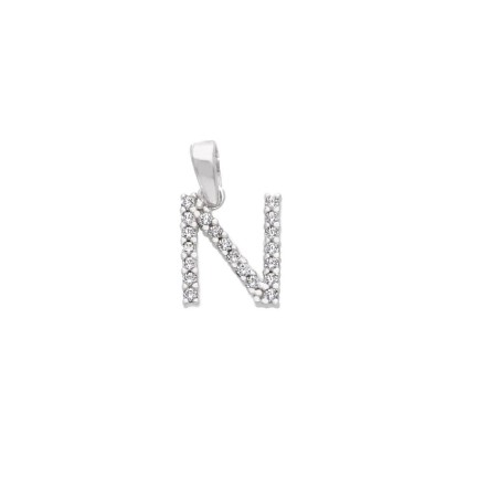 Ciondolo in oro bianco 750/ooo e zirconia cubica con iniziale