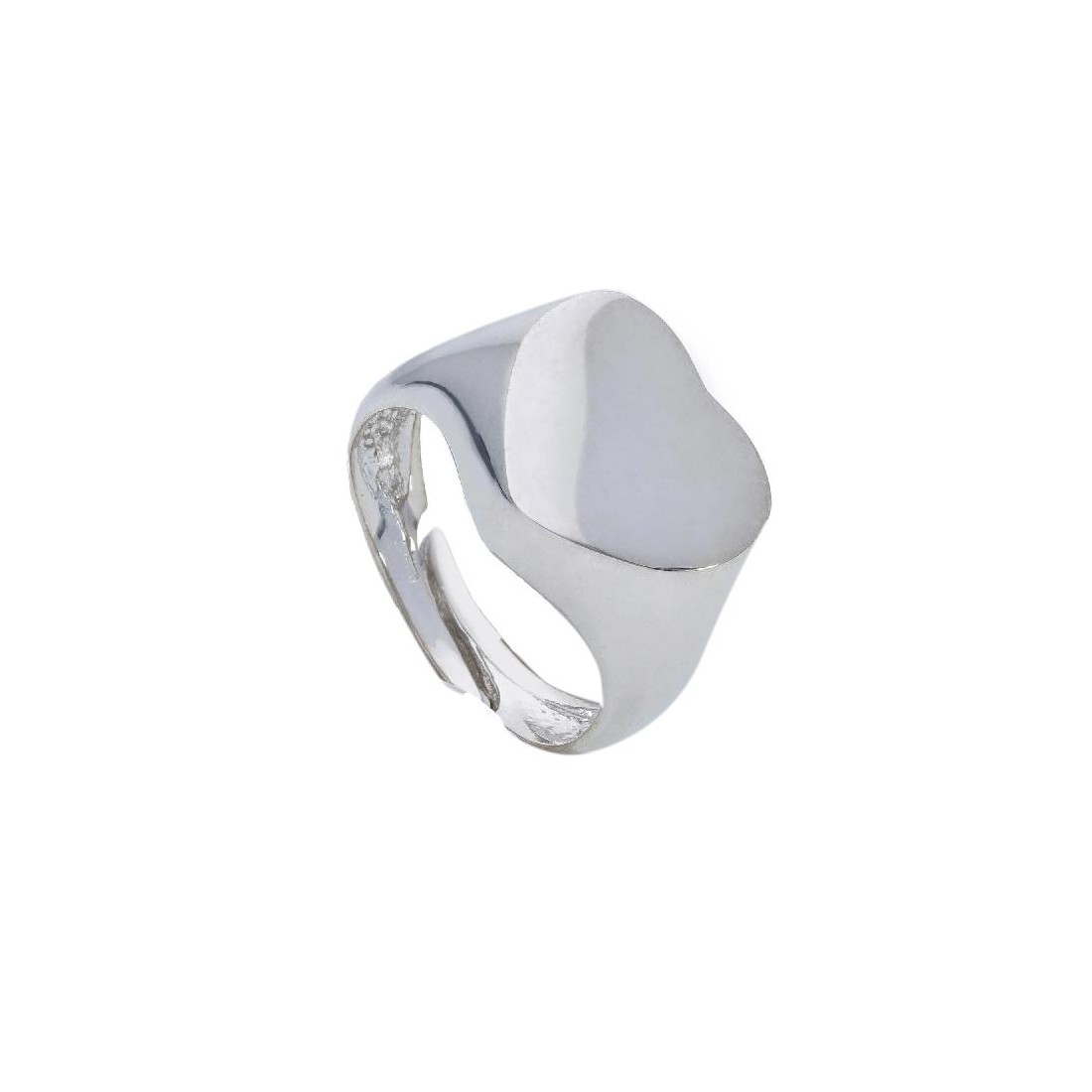 Anello chevalier in argento 925/°°° con cuore
