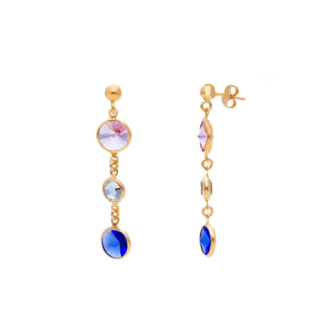 Orecchini pendenti in argento ros� 925/ooo e cristallo artificiale multicolor