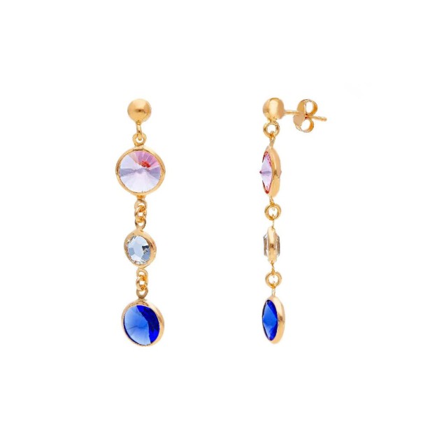 Orecchini pendenti in argento ros� 925/ooo e cristallo artificiale multicolor