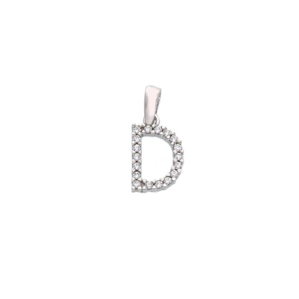 Ciondolo in oro bianco 750/ooo e zirconia cubica con iniziale