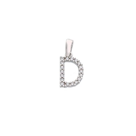 Ciondolo in oro bianco 750/ooo e zirconia cubica con iniziale
