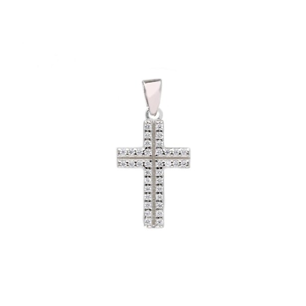 Ciondolo in argento 925/ooo e zirconia cubica con croce