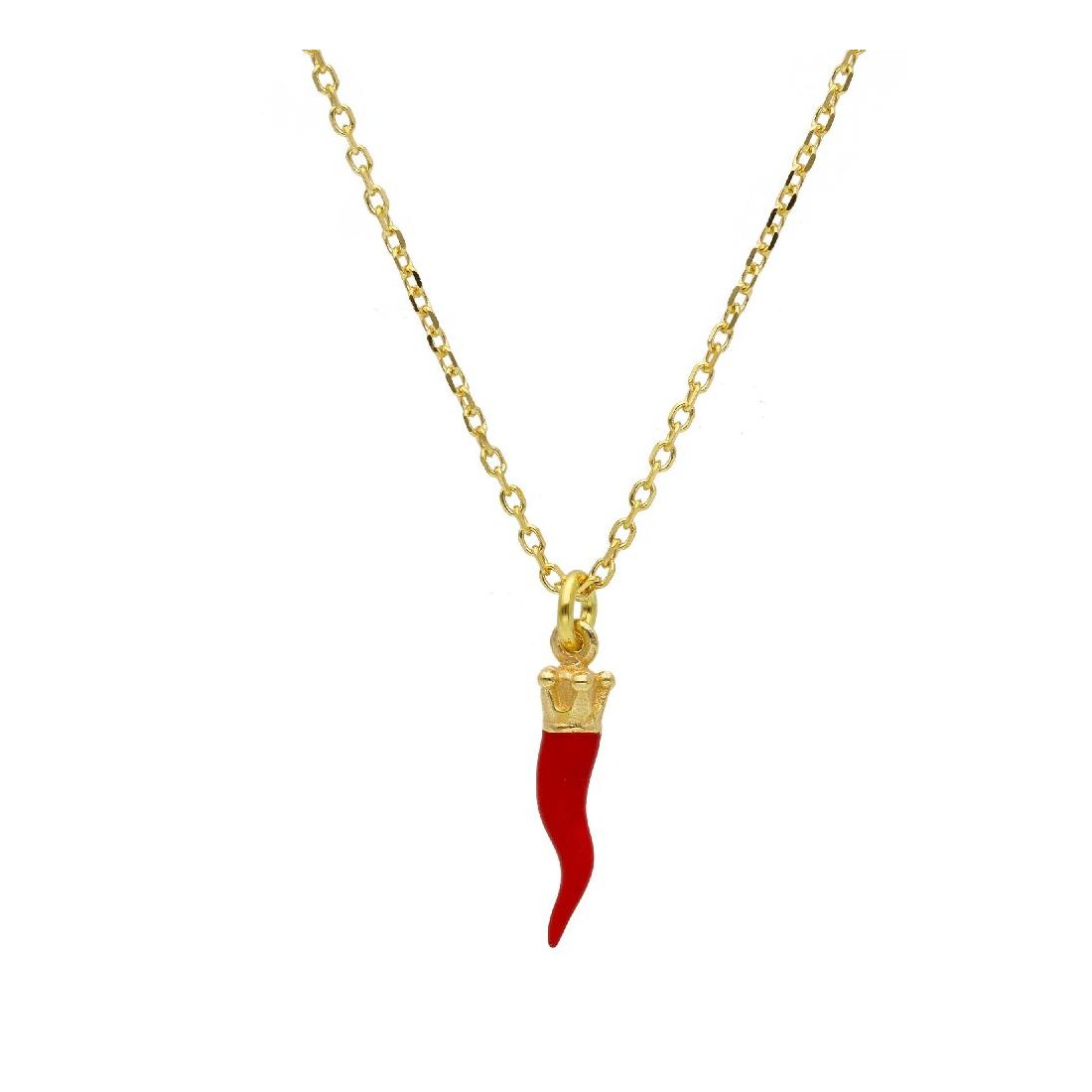 Girocollo in argento dorato 925/ooo e smalto con corno