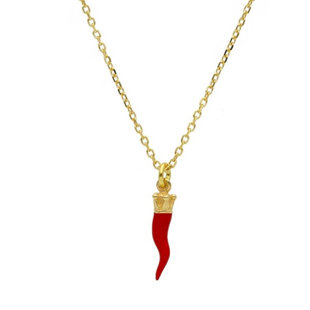 Girocollo in argento dorato 925/ooo e smalto con corno