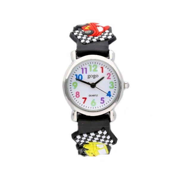 Orologio in acciaio e gomma con automobile