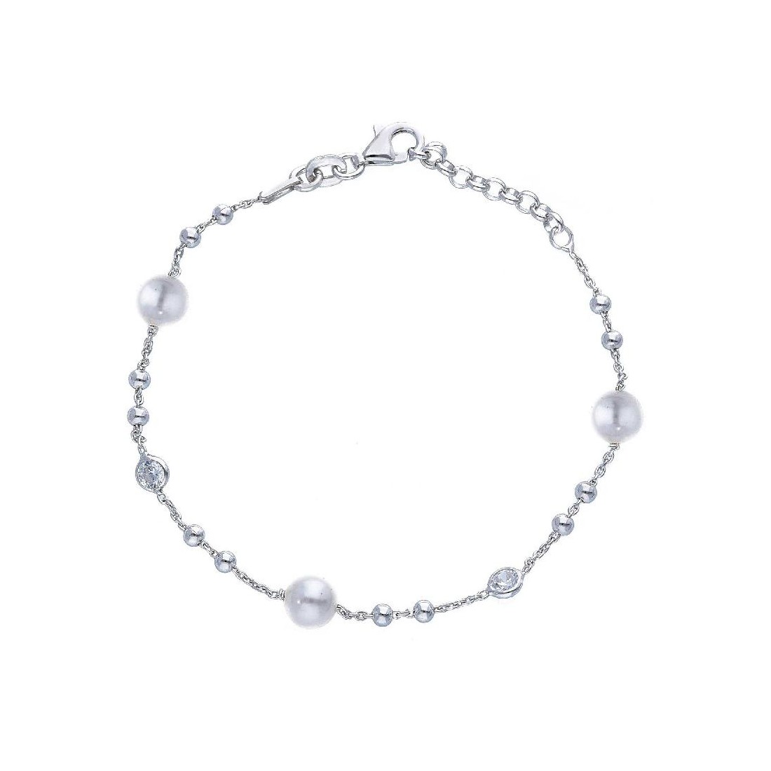 Bracciale in  argento 925/ooo zirconia cubica e perla