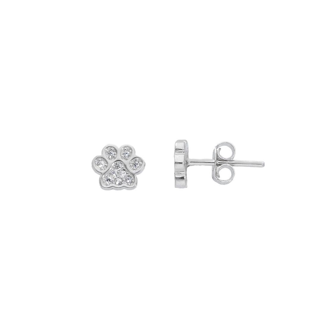 Orecchini lobo in argento 925/ooo e zirconia cubica con zampa