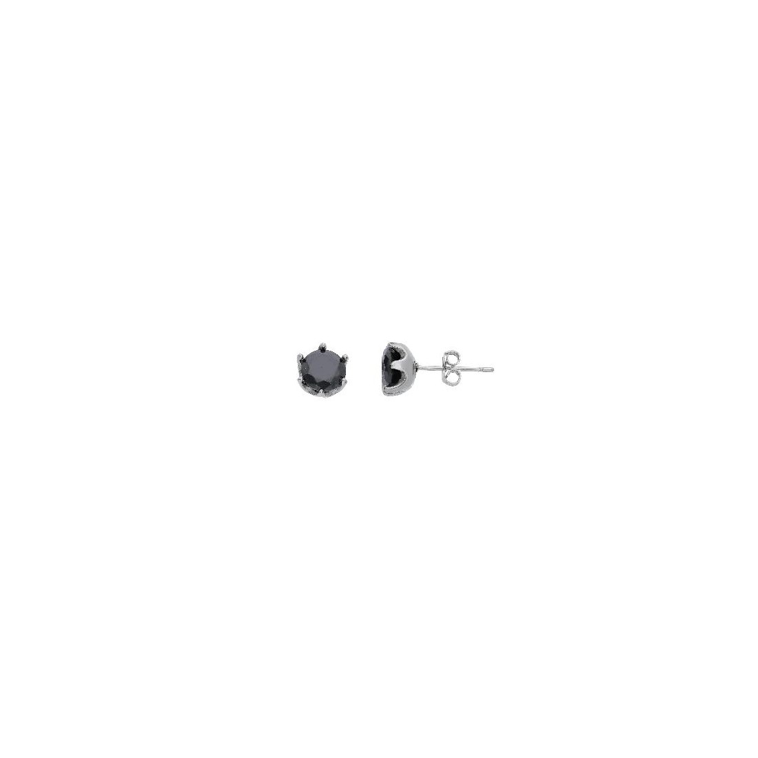 Orecchini punto luce in acciaio con cristallo artificiale nero