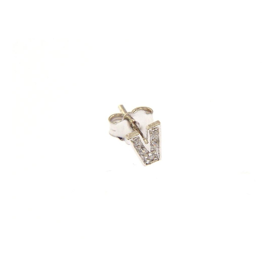Monorecchino V Argento Rodiato Con Zirconi
