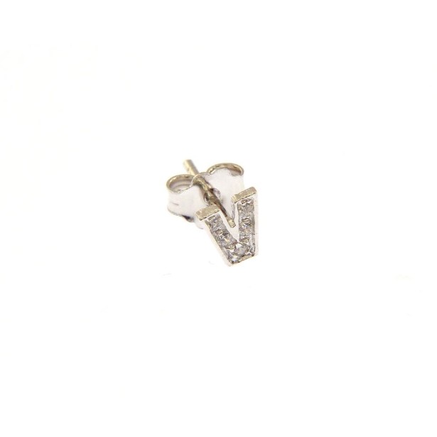Monorecchino V Argento Rodiato Con Zirconi