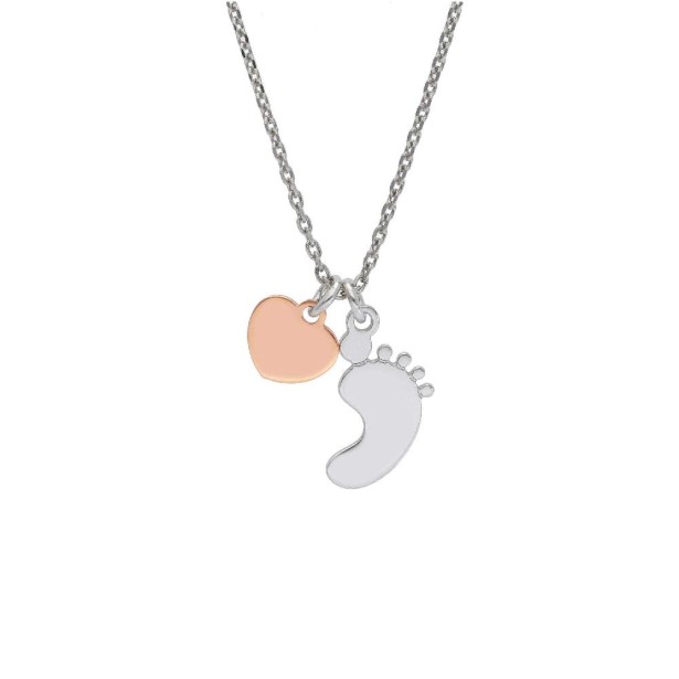 Girocollo in argento bicolore 925/ooo con piede e cuore