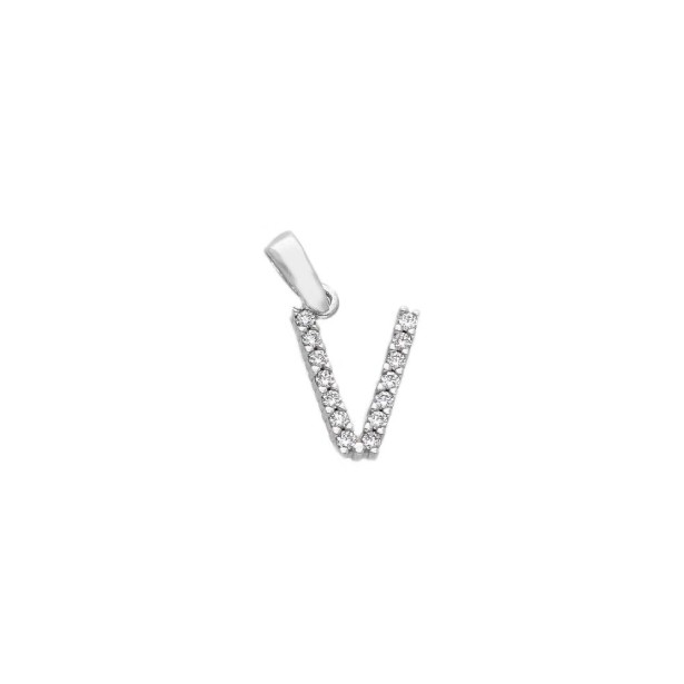 Ciondolo in oro bianco 750/ooo e zirconia cubica con iniziale