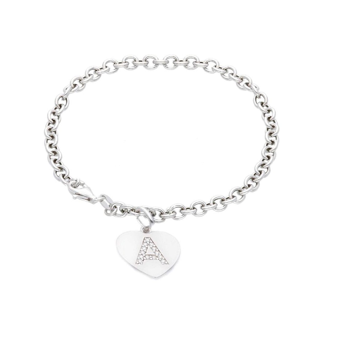Bracciale in argento 925/ooo e zirconia cubica con iniziale