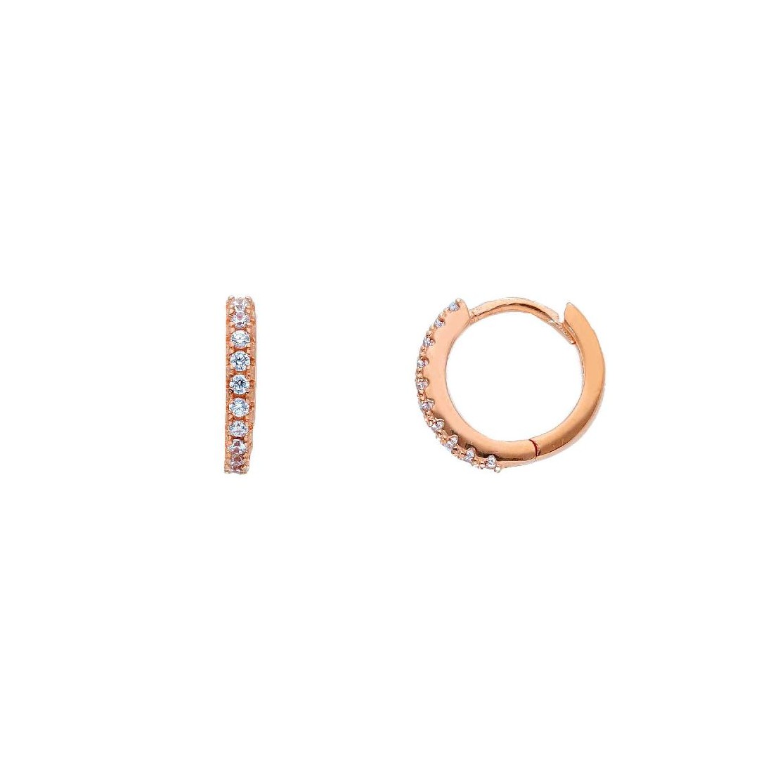 Orecchini cerchio in argento ros� 925/ooo e zirconia cubica