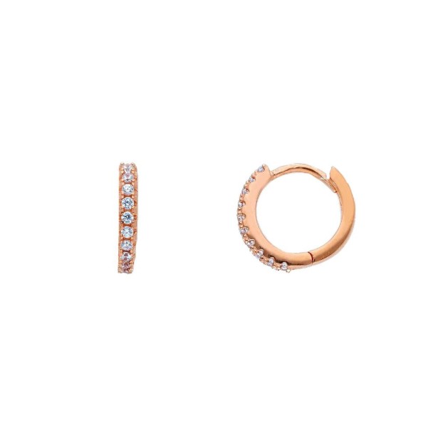 Orecchini cerchio in argento ros� 925/ooo e zirconia cubica