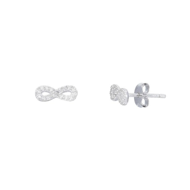 Orecchini lobo in argento 925/ooo e zirconia cubica con infinito