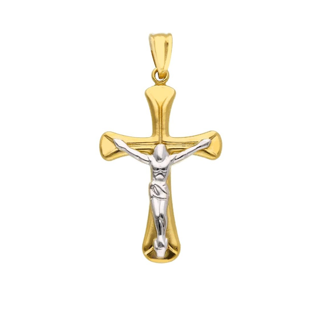 Ciondolo in oro giallo e bianco 750/ooo con croce