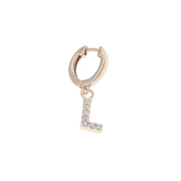 Mono orecchino cerchio in argento 925/°°° e zirconia cubica con iniziale
