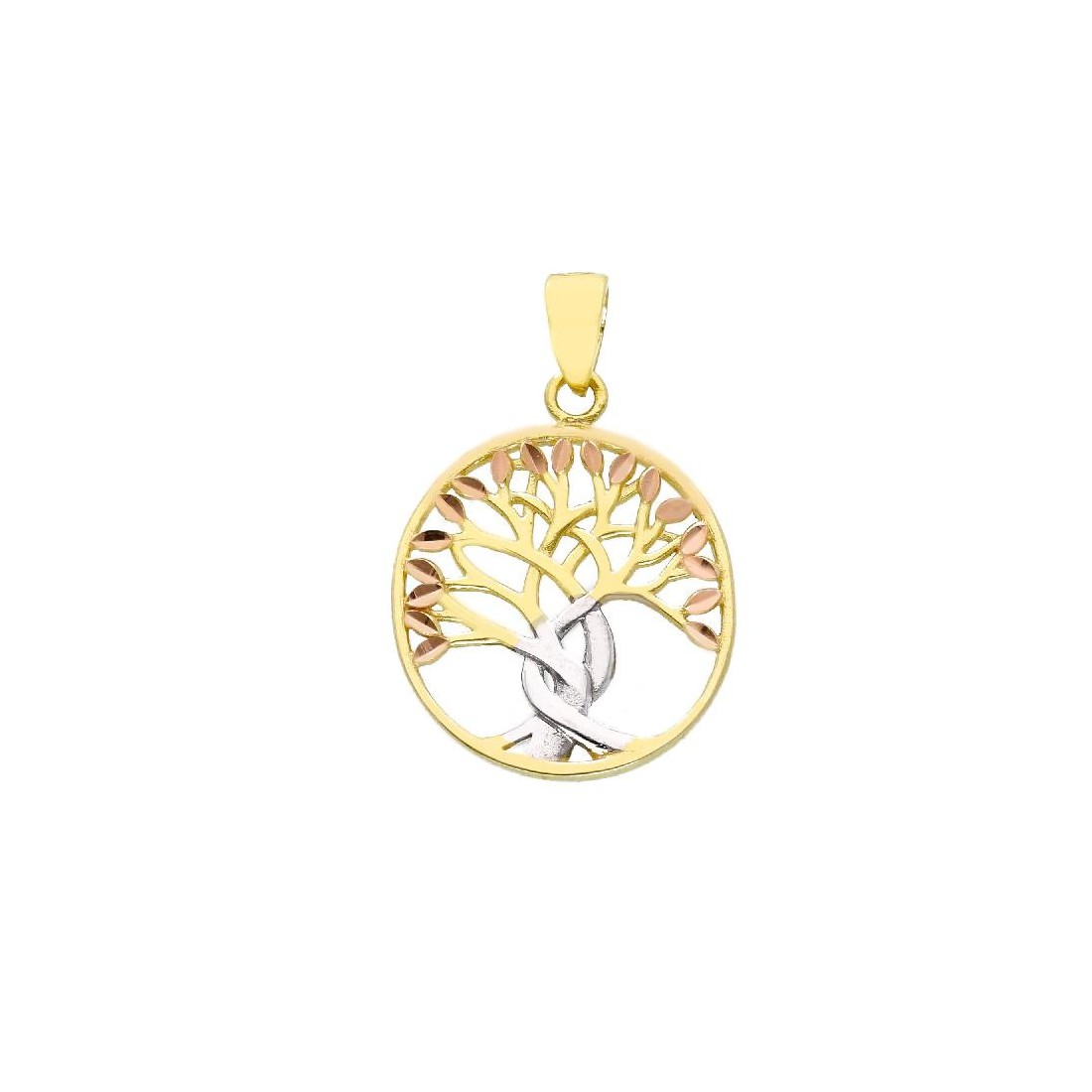 Ciondolo in oro tre colori 750/ooo con albero della vita