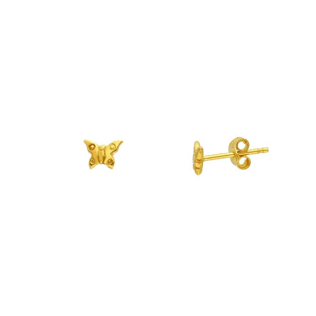 Orecchini lobo in oro giallo 375/ooo con farfalla