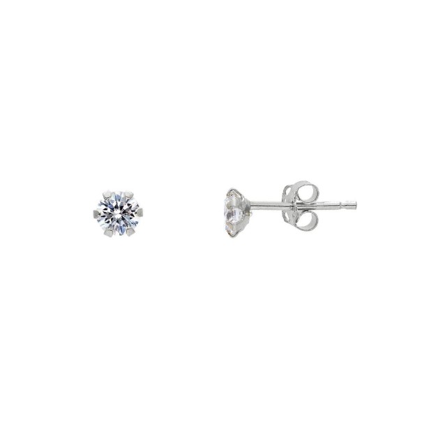 Orecchini punto luce in oro bianco 750/ooo e zirconia cubica