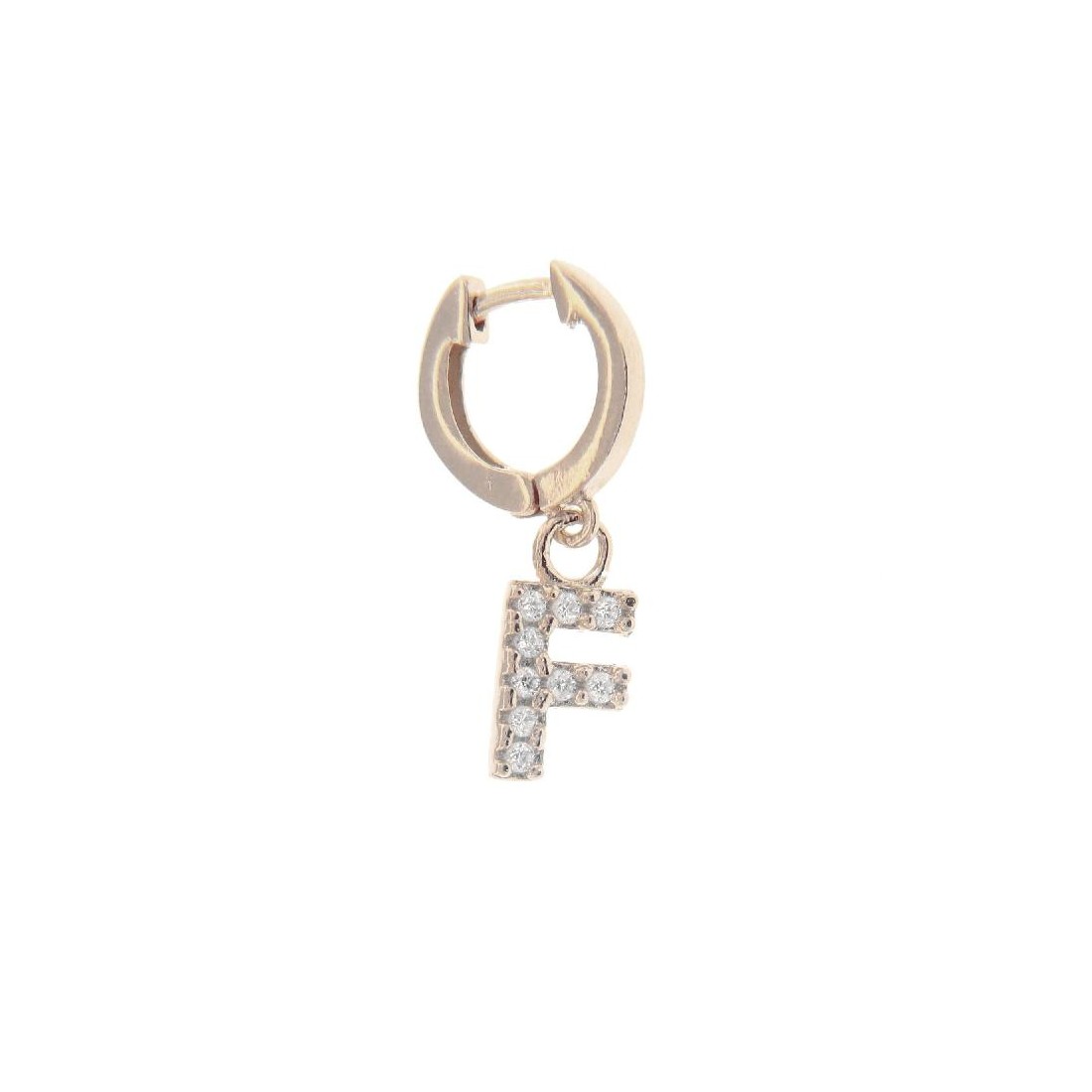 Mono orecchino cerchio in argento 925/°°° e zirconia cubica con iniziale