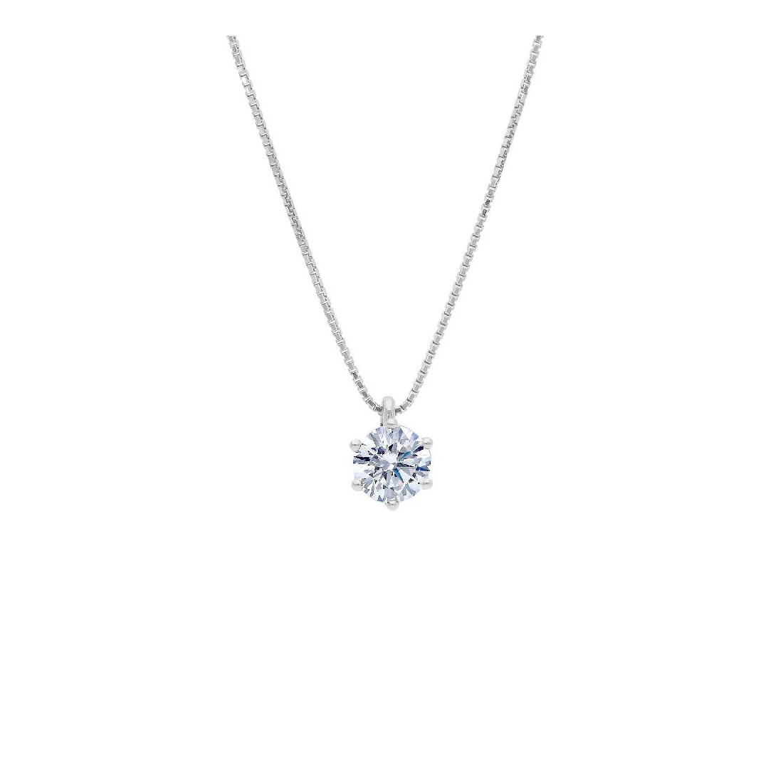 Girocollo punto luce in oro bianco 750/ooo e zirconia cubica