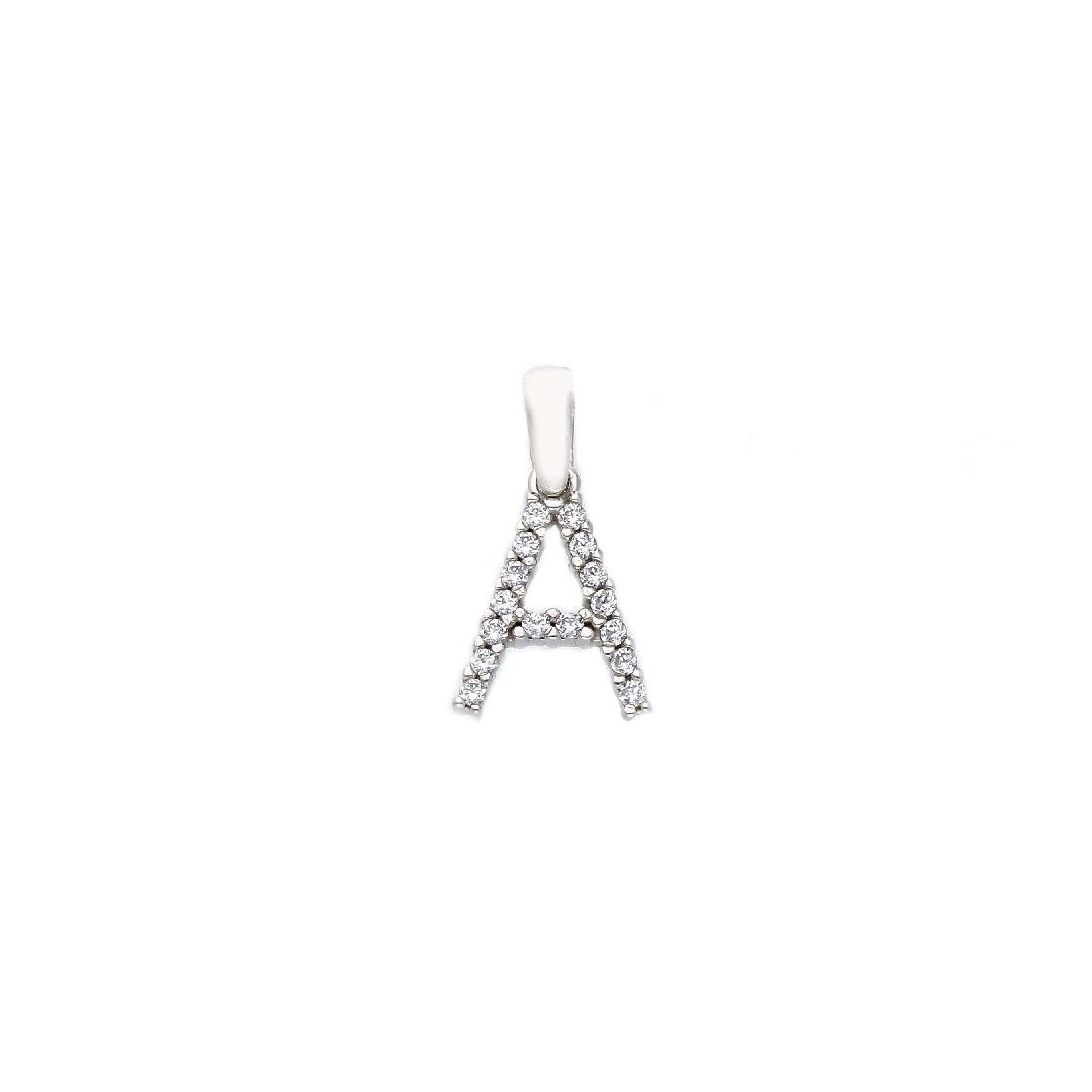 Ciondolo in oro bianco 750/ooo e zirconia cubica con iniziale
